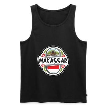 Makassar Indonesia Flag Travel Souvenir Badge Stam - Men's Premium Organic Tank Top - black - Front - Michal (187cm)