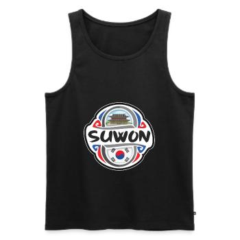 Suwon Südkorea Flagge Abzeichen Reise Souvenir Stempel - Männer Premium Bio Tank Top - Schwarz - Vorne - Michal (187cm)