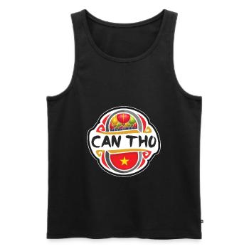 Can Tho Vietnam Drapeau Badge Souvenir de Voyage Timbre - Débardeur bio Premium Homme - noir - Devant - Michal (187cm)