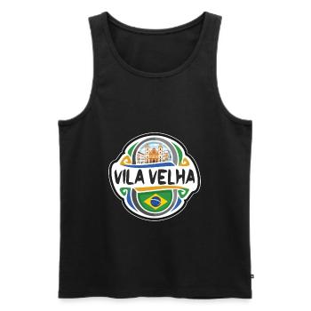Vila Velha Brésil Drapeau Badge Souvenir de Voyage Timbre - Débardeur bio Premium Homme - noir - Devant - Michal (187cm)
