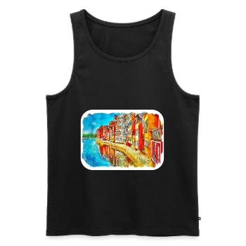 Florence Italie Aquarelle Esquisse Peinture Dessinée - Débardeur bio Premium Homme - noir - Devant - Michal (187cm)