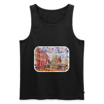 Saint-Pétersbourg Russie Aquarelle Esquisse Peinture - Débardeur bio Premium Homme - noir - Devant - Michal (187cm)