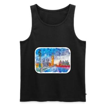 England UK Watercolor Sketch Drawn Illustration - Men's Premium Organic Tank Top - black - Front - Michal (187cm)