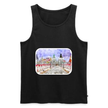 Moscou Russie Aquarelle Sketch Illustration - Débardeur bio Premium Homme - noir - Devant - Michal (187cm)