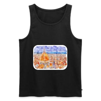 Florence Italie Aquarelle Esquisse Peinture Dessinée - Débardeur bio Premium Homme - noir - Devant - Michal (187cm)