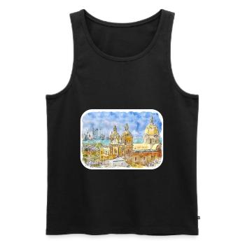 Carthagène Colombie Aquarelle Sketch Illustration - Débardeur bio Premium Homme - noir - Devant - Michal (187cm)