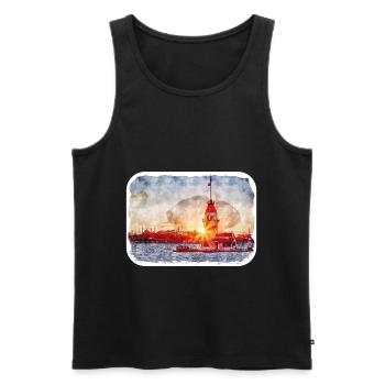 Istanbul Turkey Watercolor Sketch Draw Drawing - Men's Premium Organic Tank Top - black - Front - Michal (187cm)