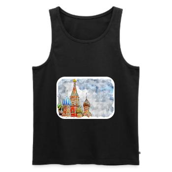 Moscou Russie Aquarelle Sketch Illustration - Débardeur bio Premium Homme - noir - Devant - Michal (187cm)