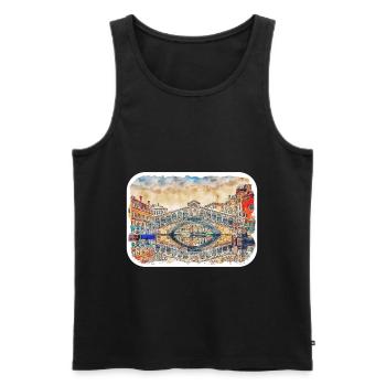 Venedig Italien Aquarellskizze Gezeichnete Illustration - Männer Premium Bio Tank Top - Schwarz - Vorne - Michal (187cm)