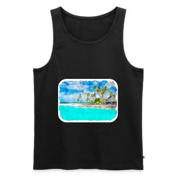 Maldives Watercolor Sketch Hand Drawn Illustration - Men's Premium Organic Tank Top - black - Front - Michal (187cm)