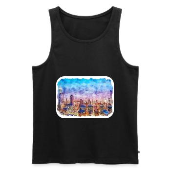 Chicago USA Watercolor Sketch Drawn Illustration - Men's Premium Organic Tank Top - black - Front - Michal (187cm)