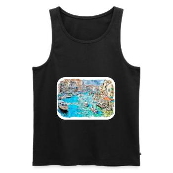 Venedig Italien Aquarellskizze Gezeichnete Illustration - Männer Premium Bio Tank Top - Schwarz - Vorne - Michal (187cm)