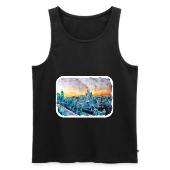 Madrid Spain Watercolor Sketch Drawn Painting - Men's Premium Organic Tank Top - black - Front - AI Model Male 178 light (178cm)
