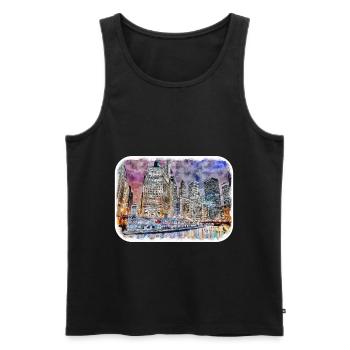 Chicago USA Watercolor Sketch Drawn Illustration - Men's Premium Organic Tank Top - black - Front - Michal (187cm)
