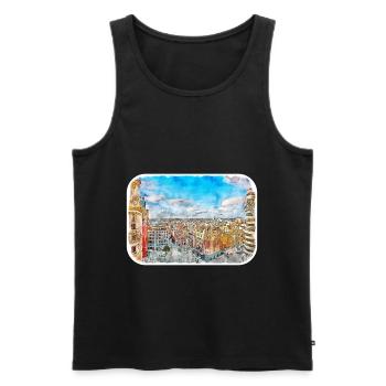 Spain Watercolor Sketch Hand Drawn Illustration - Men's Premium Organic Tank Top - black - Front - AI Model Male 178 light (178cm)