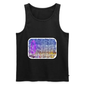 Uk Landmark Watercolor Sketch Painting Illustratio - Men's Premium Organic Tank Top - black - Front - AI Model Male 178 light (178cm)