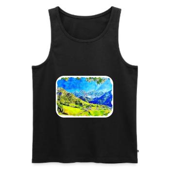 Italy Watercolor Sketch Hand Drawn Illustration - Men's Premium Organic Tank Top - black - Front - Michal (187cm)