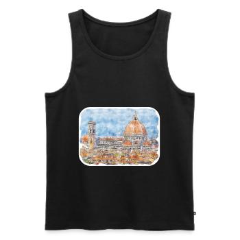 Italy Watercolor Sketch Hand Drawn Illustration - Men's Premium Organic Tank Top - black - Front - Michal (187cm)