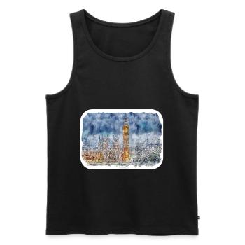 England UK Watercolor Sketch Drawn Illustration - Men's Premium Organic Tank Top - black - Front - Michal (187cm)