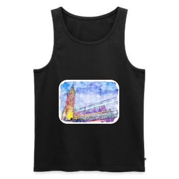 Uk Landmark Watercolor Sketch Painting Illustratio - Men's Premium Organic Tank Top - black - Front - Michal (187cm)