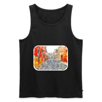 San Miguel de Allende Mexiko Aquarellzeichnung - Männer Premium Bio Tank Top - Schwarz - Vorne - Michal (187cm)