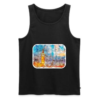 Uk Landmark Watercolor Sketch Painting Illustratio - Men's Premium Organic Tank Top - black - Front - Michal (187cm)