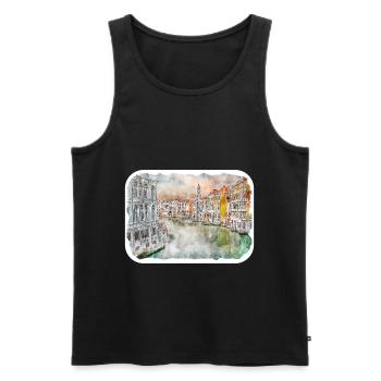 Italy Watercolor Sketch Hand Drawn Illustration - Men's Premium Organic Tank Top - black - Front - Michal (187cm)