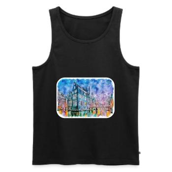Amsterdam Netherlands Watercolor Sketch Drawing - Men's Premium Organic Tank Top - black - Front - Michal (187cm)