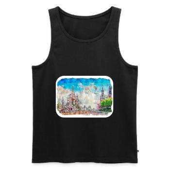 Moscou Russie Aquarelle Esquisse Dessin Dessiné - Débardeur bio Premium Homme - noir - Devant - Michal (187cm)