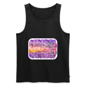 Los Angeles USA Aquarelle Sketch Illustration - Débardeur bio Premium Homme - noir - Devant - AI Model Male 178 light (178cm)