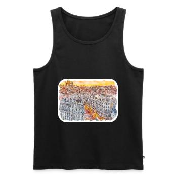 Madrid Espagne Aquarelle Esquisse Dessinée Peinture - Débardeur bio Premium Homme - noir - Devant - AI Model Male 178 light (178cm)