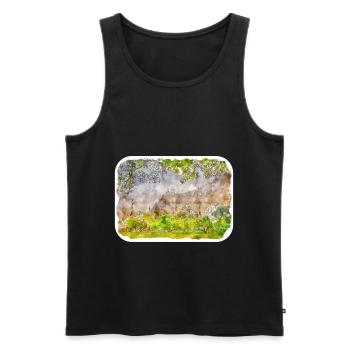 India Landmark Watercolor Sketch Paint Illustratio - Men's Premium Organic Tank Top - black - Front - AI Model Male 178 light (178cm)