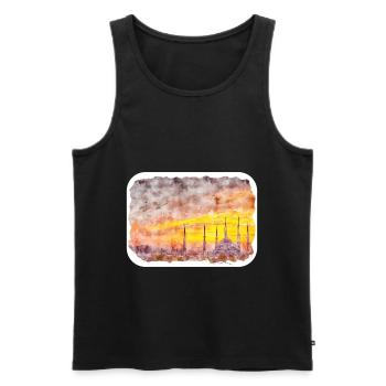 Istanbul Turkey Watercolor Sketch Illustration - Men's Premium Organic Tank Top - black - Front - Michal (187cm)
