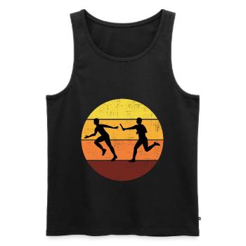 Relay race run athlete track and field running - Men's Premium Organic Tank Top - black - Front - AI Model Male 178 light (178cm)
