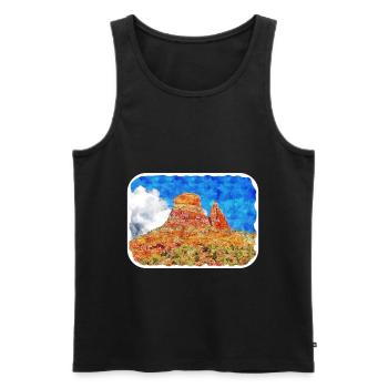 Arizona USA Aquarelle Dessin Dessin Illustration - Débardeur bio Premium Homme - noir - Devant - Michal (187cm)