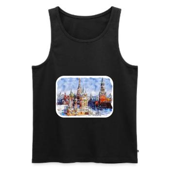 Moscou Russie Aquarelle Esquisse Dessinée Peinture - Débardeur bio Premium Homme - noir - Devant - Michal (187cm)