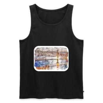 San Francisco Usa Watercolor Sketch Painting - Men's Premium Organic Tank Top - black - Front - Michal (187cm)