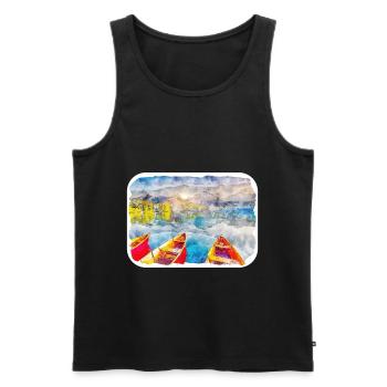 Slovakia Landmark Watercolor Sketch Illustration - Men's Premium Organic Tank Top - black - Front - Michal (187cm)