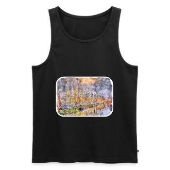 Amsterdam Netherlands Watercolor Sketch Drawing - Men's Premium Organic Tank Top - black - Front - Michal (187cm)
