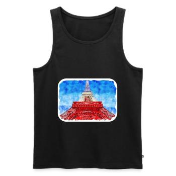 Paris France Watercolor Sketch Drawn Painting - Men's Premium Organic Tank Top - black - Front - Michal (187cm)