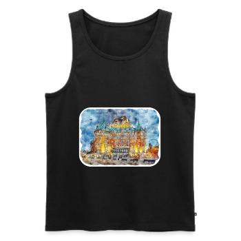 Quebec Kanada Aquarell Skizze gezeichnete Illustration - Männer Premium Bio Tank Top - Schwarz - Vorne - AI Model Male 178 light (178cm)