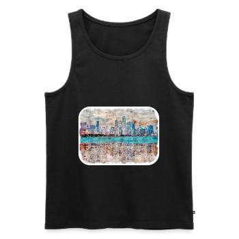Chicago USA Watercolor Sketch Drawn Illustration - Men's Premium Organic Tank Top - black - Front - Michal (187cm)