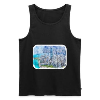 Chicago USA Watercolor Sketch Drawn Illustration - Men's Premium Organic Tank Top - black - Front - Michal (187cm)