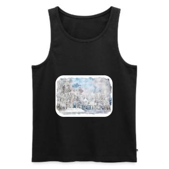 Saint-Pétersbourg Russie Aquarelle Esquisse Dessinée Illus - Débardeur bio Premium Homme - noir - Devant - Michal (187cm)