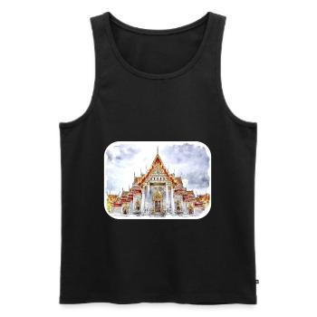 Thaïlande Aquarelle Esquisse Dessinée à la Main Illustration - Débardeur bio Premium Homme - noir - Devant - Michal (187cm)