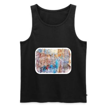 Edinburgh Schottland UK Aquarell Skizze gezeichnet Schmerz - Männer Premium Bio Tank Top - Schwarz - Vorne - Michal (187cm)