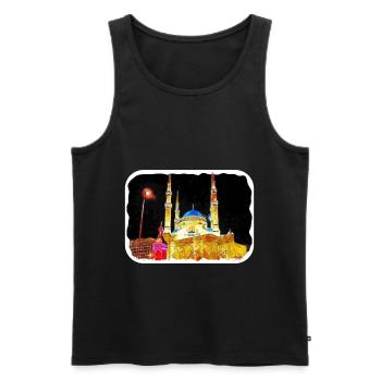 Beirut Libanon Aquarell Skizze Gezeichnetes Gemälde - Männer Premium Bio Tank Top - Schwarz - Vorne - Michal (187cm)