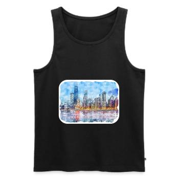 Chicago USA Watercolor Sketch Drawn Illustration - Men's Premium Organic Tank Top - black - Front - Michal (187cm)