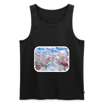 Venedig Italien Aquarellskizze Gezeichnete Illustration - Männer Premium Bio Tank Top - Schwarz - Vorne - Michal (187cm)