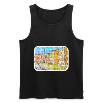 Venedig Italien Aquarell Skizze Gezeichnetes Gemälde - Männer Premium Bio Tank Top - Schwarz - Vorne - Michal (187cm)